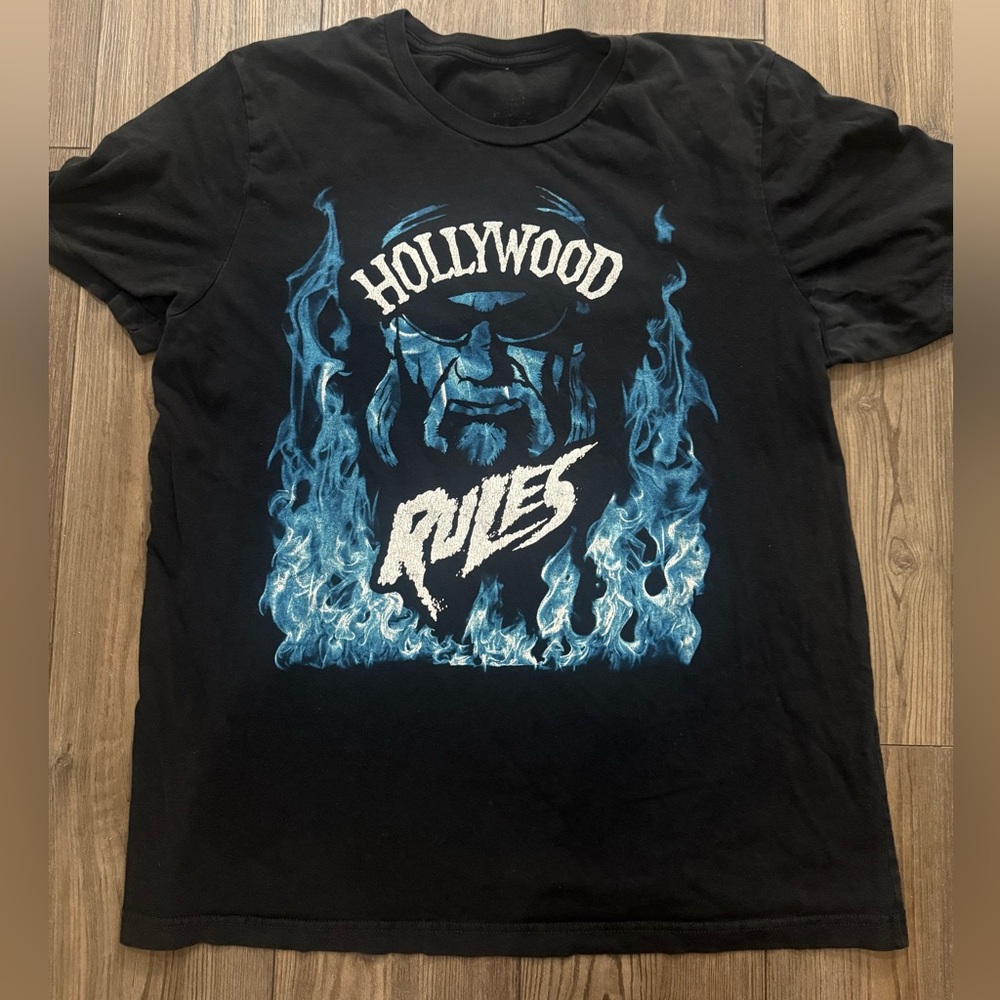 Vintage Hollywood Hogan WCW NWO T-Shirt Black Flames Men’s Large 90s Style